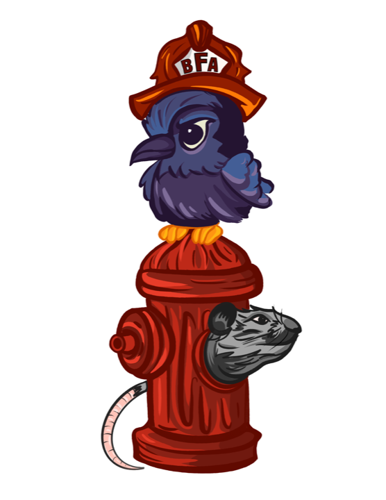 Blaze the Raven on hydrant watch